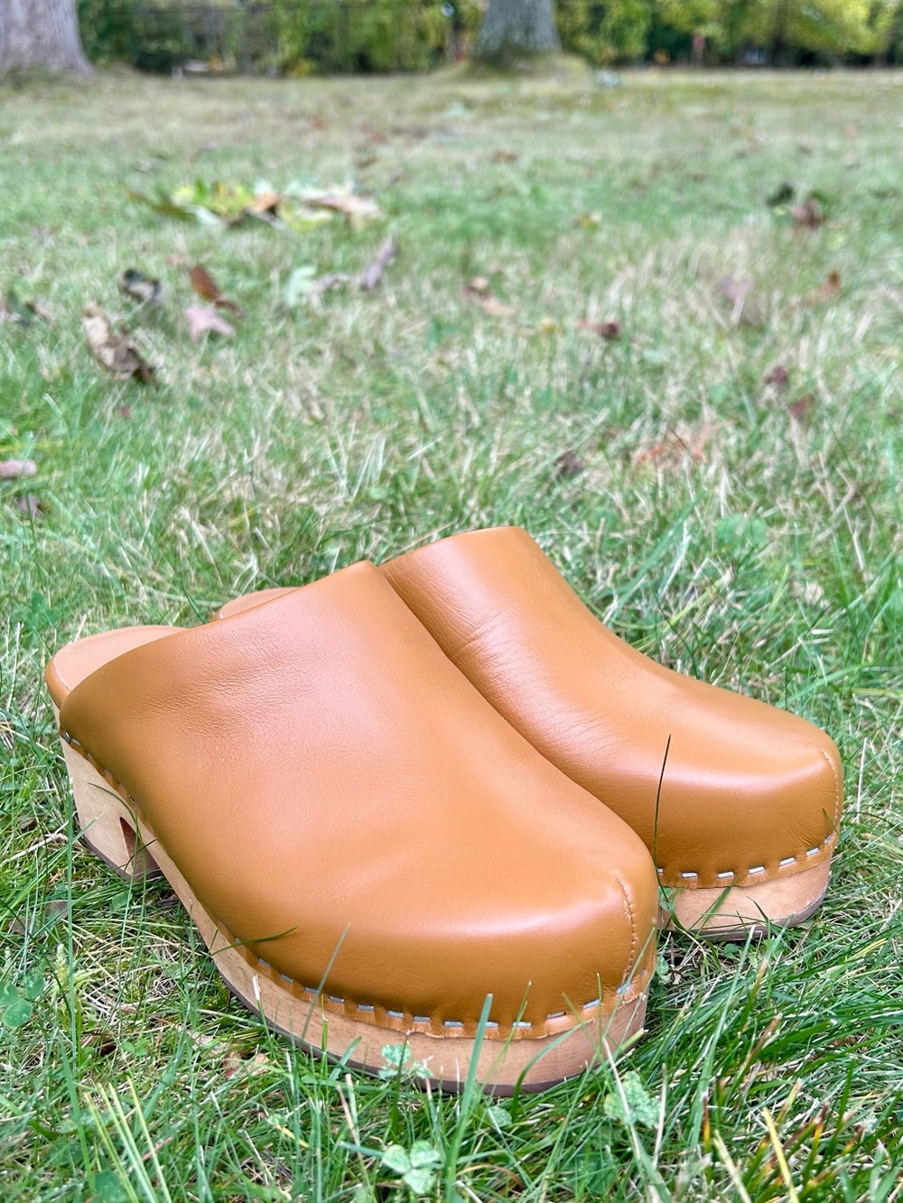 Charlotte Stone GUC Martino Tan Leather Clog Mules